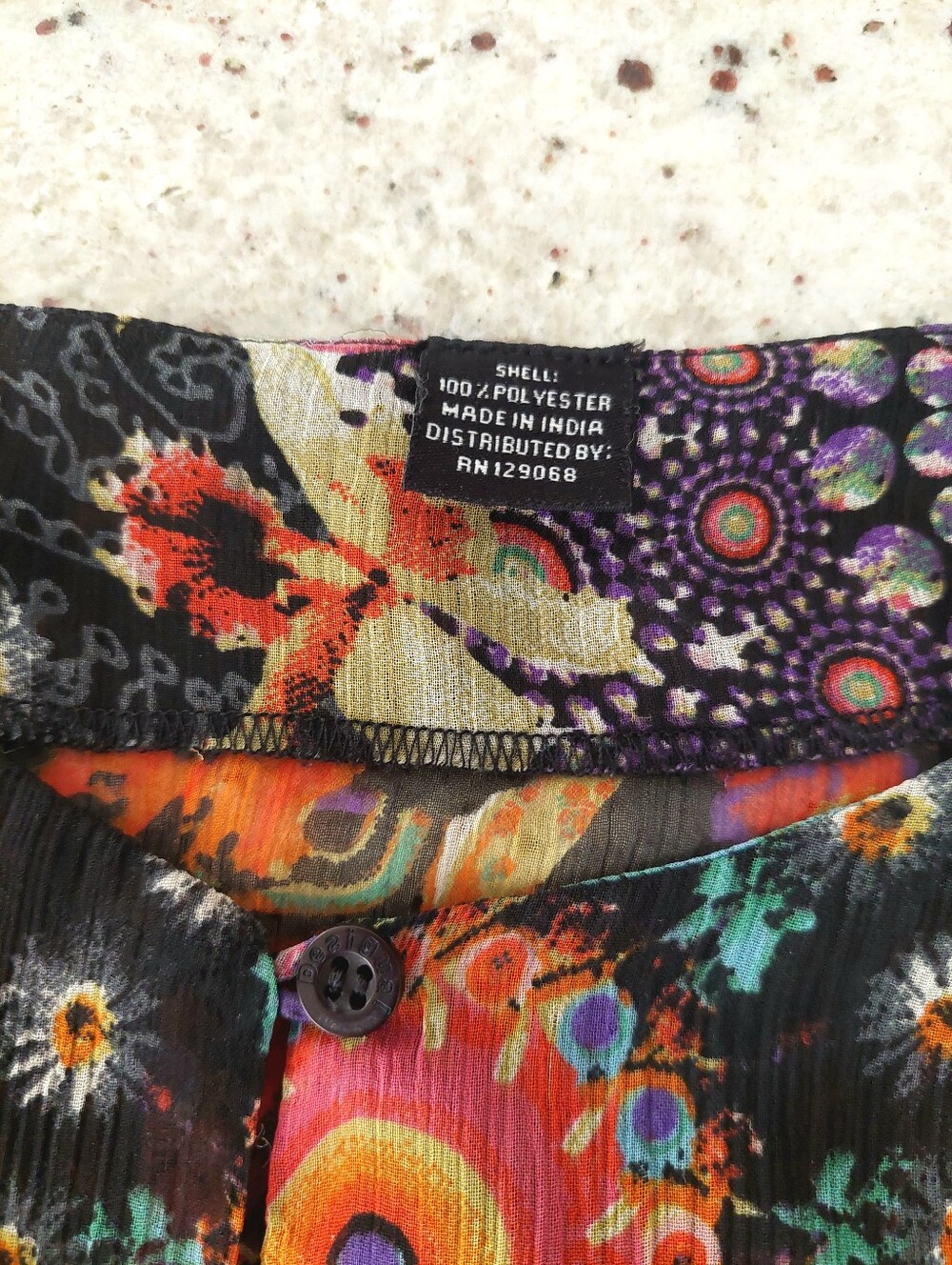 Desigual Semi-Sheer Mandala Print Chiffon Tunic Blouse Size M/L - Picture 9 of 13